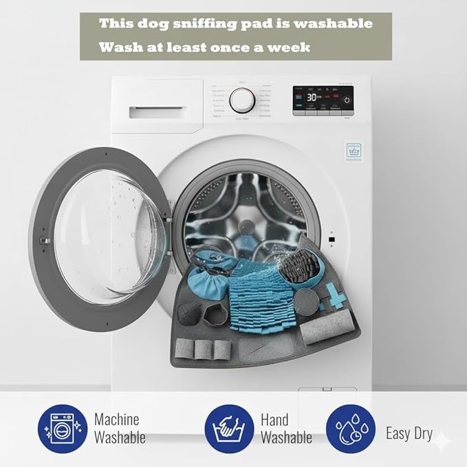 Snuffle Mat for Dogs, M Size Grey Interactive Dog Sniffing Pad, Non-Slip Puzzle Toy for Small Medium Breeds, Washable Foraging Mat for Boredom Anxiety Relief
