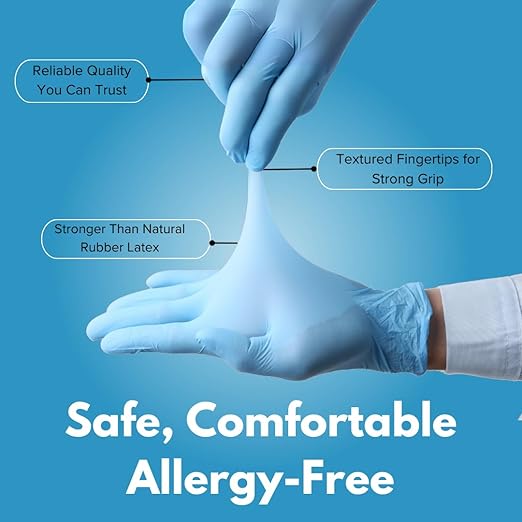 KINGFA Nitrile Medical Exam Gloves - 510(k), Powder Free, Latex Free, 4 mil Thickness, Blue (Case of 1,000) (X-Large)