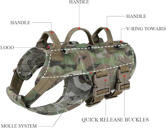 PETAC GEAR Tactical Dog Harness No Pull for Large Working Dogs Military Dogs Vest Police Service Training Dogs Molle Harnesses with Handle … …