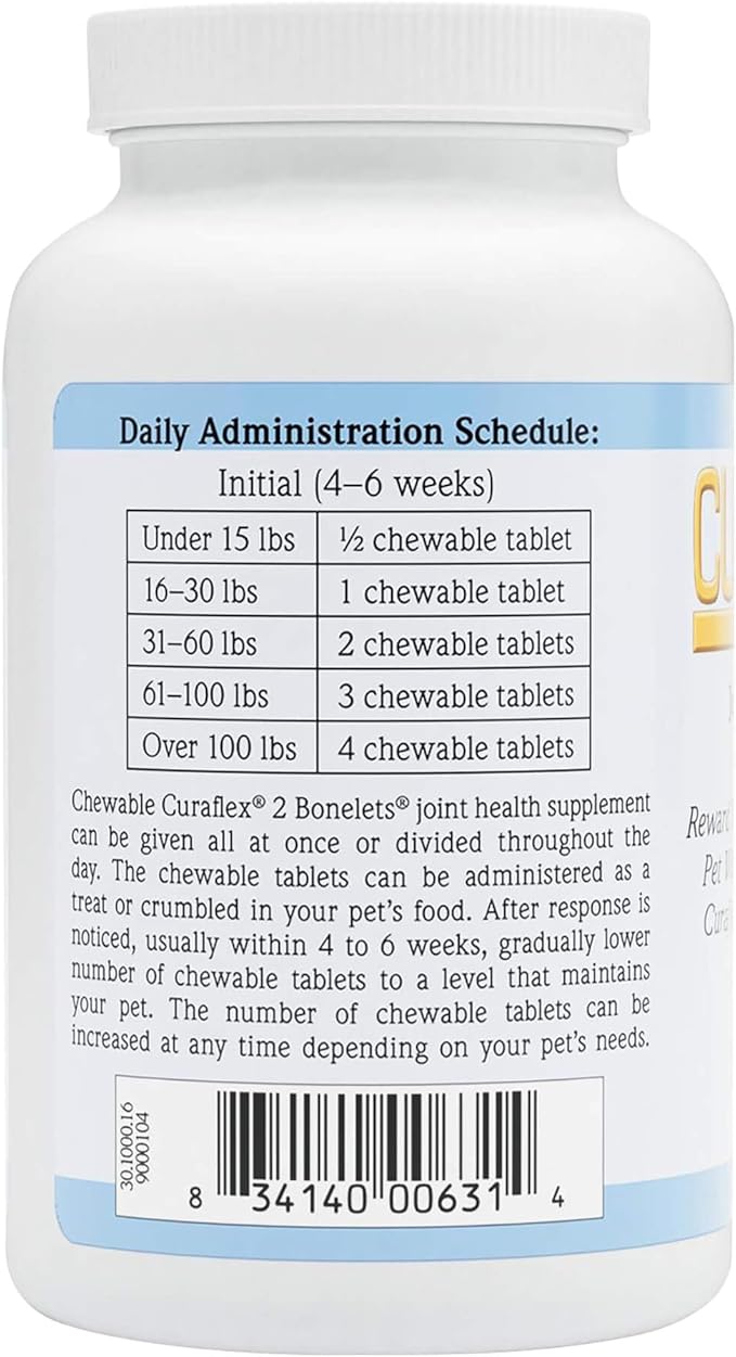Nutramax Laboratories Curaflex 2 Joint Health Supplement for Dogs, 120 Chewable Tablets