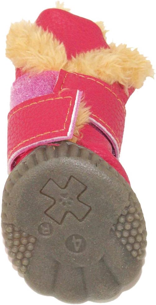 WINSOON Dog Australia Boots Pet Antiskid Shoes Winter Warm Skidproof Sneakers Paw Protectors 4-pcs Set (Size 5, Pink)
