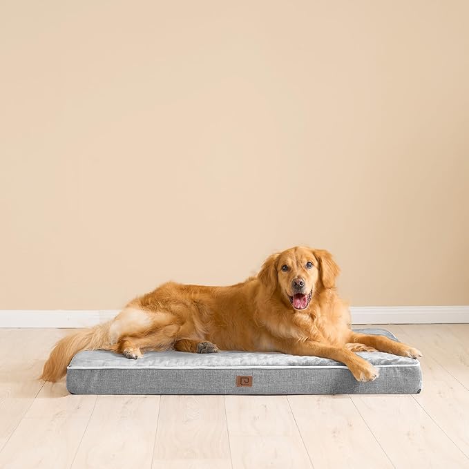 EHEYCIGA Memory Foam Dog Bed Orthopedic 47"x29",Waterproof Pet Bed for XXLarge Dog Bed ,Washable Pet Mat with Removable Cover, Grey