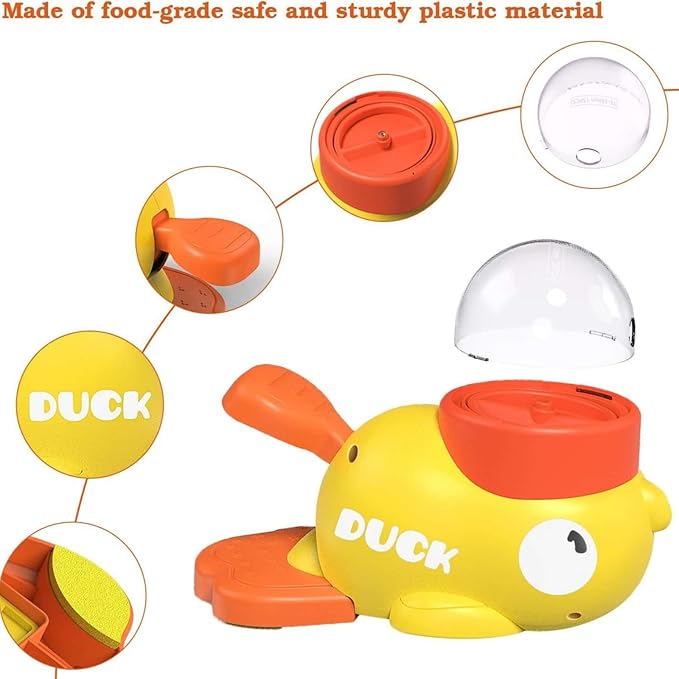 Duck Treat Dispenser Interactive Slow Feeder Puzzle Toy for Dogs and Cats, IQ Training Pet Enrichment Toy with Adjustable Openings(Yellow + White)
