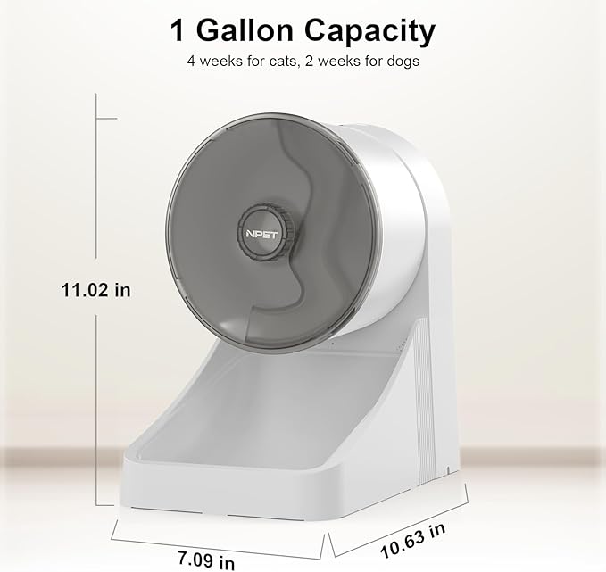 NPET 3L Automatic Cat Feeder, Dry Food Dispenser Timed Pet Feeder for Cats and Small Dogs, 3-4 Meals Per Day - Programmable Portion Control (White, Basic Version)