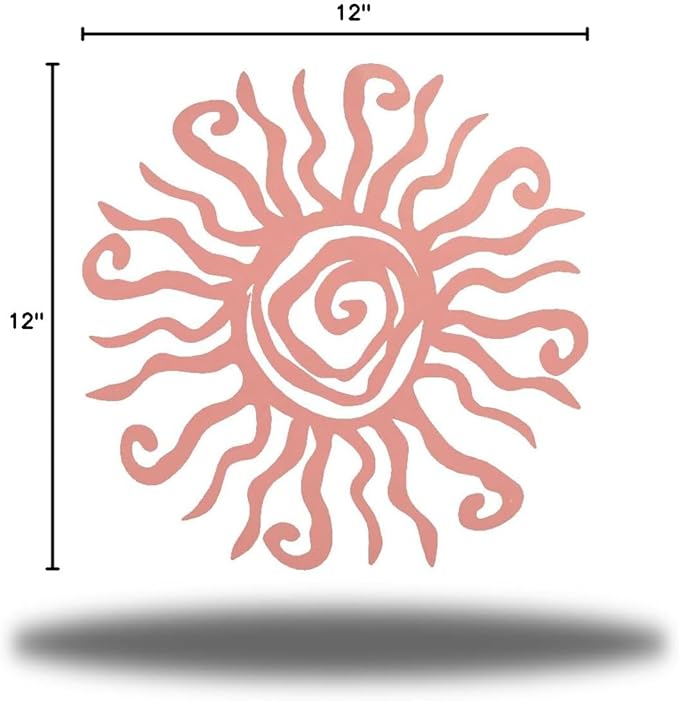 Riverside Designs Wacky Sun Metal Wall Art Indoor/Outdoor Decor - 12" Pink Rust Proof Wall Sculpture - Made in USA - Ideal for Bedroom, Garden, Home, Patio and Farmhouse