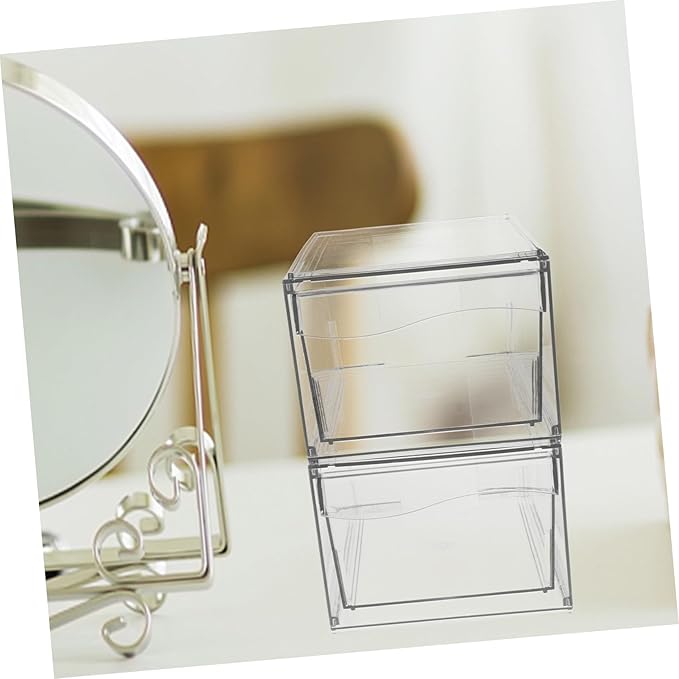 2pcs Acrylic Cosmetic Storage Box Removable Stackable Makeup Organizer for Bathroom Vanity and Desk Design for Efficient Organization