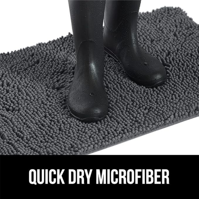 GORILLA GRIP SoakSTOPPER Dog Door Mat, Machine Washable Rug Absorbent Doormat Captures Moisture Mud Dirt, Quick Dry Soft Chenille Entryway Rugs Indoor Entrance Mats for Dog Paws, 24x17 Charcoal