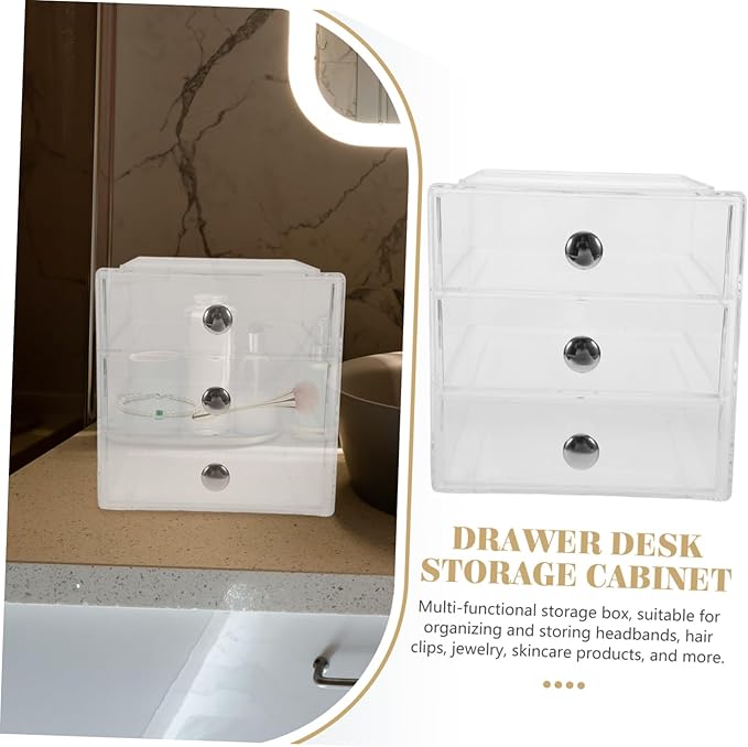 Vaguelly Clear Drawer Organizer for Makeup Jewelry Stackable Storage Box Handles for Desktop and Home Use