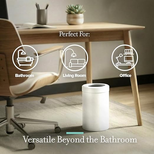 Gatco Small Bathroom Trash Can with Lid, Round 3 Gallon Stainless Steel Wastebasket, Under Sink, Matte Pearl, for Bathroom, Bedroom, Office (1931)