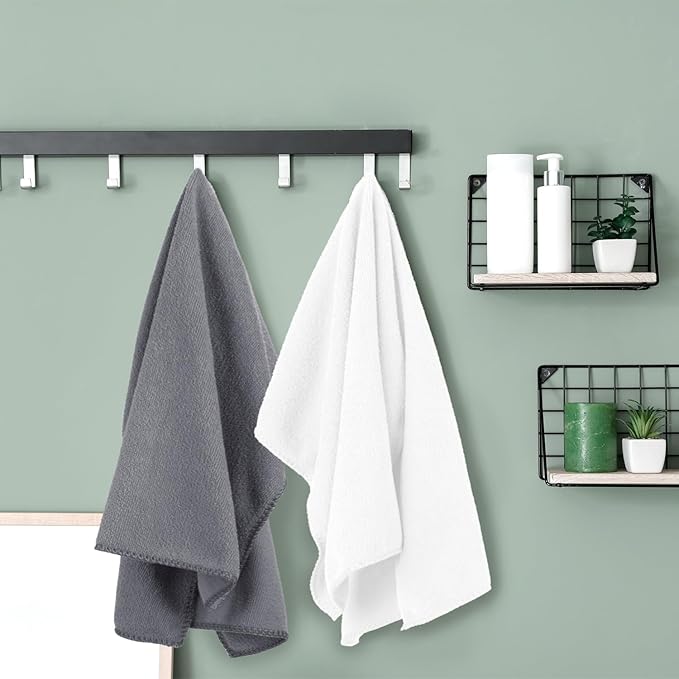 JML Large Microfiber Bath Towels Set of 2, 30" x 60", Oversized, Soft, Super Absorbent,Fast Drying, Perfect for Shower, Sauna,Gym, Sports,Travel, Fitness, Yoga - Grey Diamond Pattern