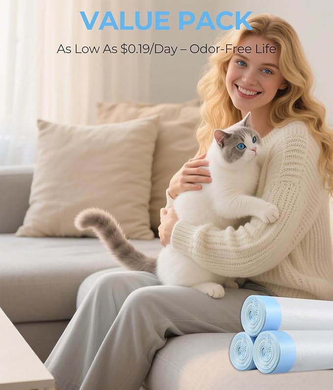 40 Count Automatic Cat Litter Bags Compatible with PURA MAX 2/MAX/X & ScoopFree Clumping, Tear-free & Leak-Proof Self-cleaning Cat Litter Box Waste Bags with Durable Drawstring 22.8" x 11.8"