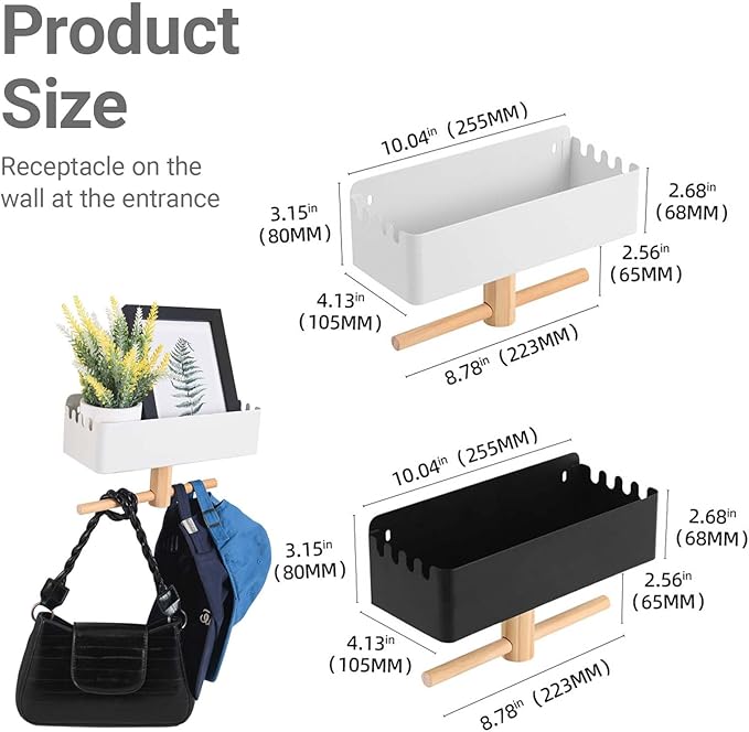 Dog Leash Holder for Wall, Dogs Leash Hooks, Dogs Leashes Shelf Organizer, Pet Stuff Organizer with Shelf Storage, Hooks for Entrance Living Room Kitchen-Gifts for Dog Lovers (Black)
