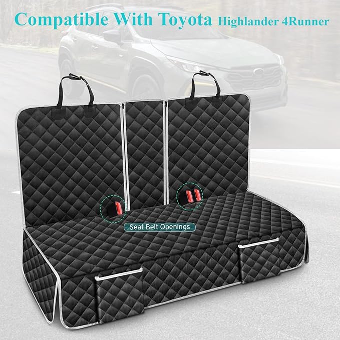 Dog Car Seat Cover Compatible with Toyota Highlander 4Runner 4-Runner Back Seat Accessories, Waterproof Pet Bench Backseat Covers with Non-Slip Backing - 2026 New