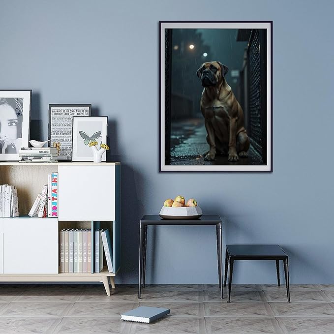 TZTTZT Diamond Art Kits for Adults - Calm Dog in Rainy Alleyway Diamond Painting Kits for Adults Beginner, 12x16 in Frameless Diamond Painting Kit for Home Wall Decor
