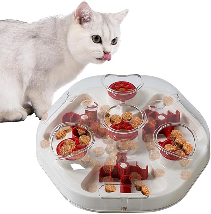Dog Treat Puzzle - Slow Feeding Game, Sliding Treat Dispenser Toy, Motivating Food Plate | Entertaining Home Play Boredom Relief Puppy Kitten Medium Large Breed Interactive Training Feeder