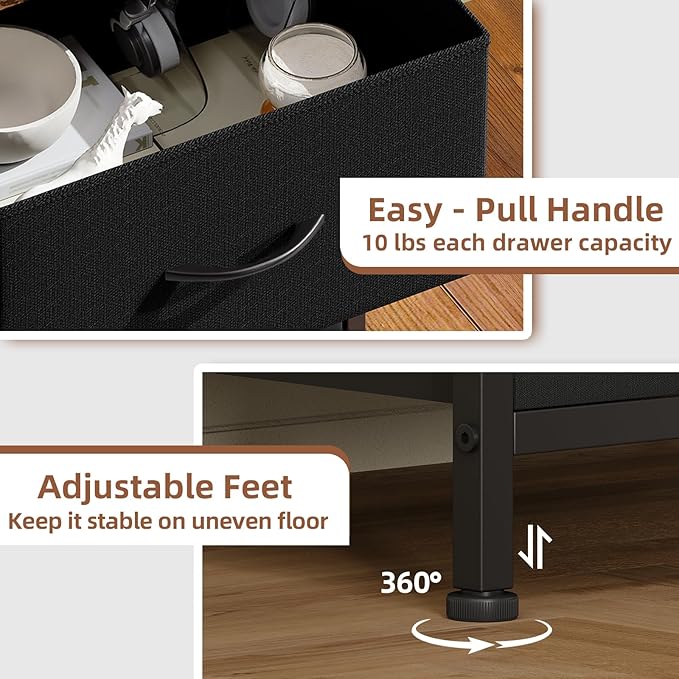 Somdot Tall Dresser for Bedroom, Chest of Drawers Storage Organizer, Non-Woven Fabric Drawers, Closet Bedside Living Room Entryway Hallway, 11.8"D x 16.5"W x 45.1"H (5 Drawers) Black Rustic Brown, 1