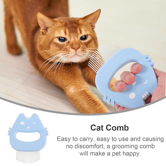 NUOBESTY 3pcs Cat and Dog Grooming Comb Set with Silicone Handle, Small Portable Hair Removal and Massaging Brushes for Shedding Control, Indoor Pet Care, Multi-color
