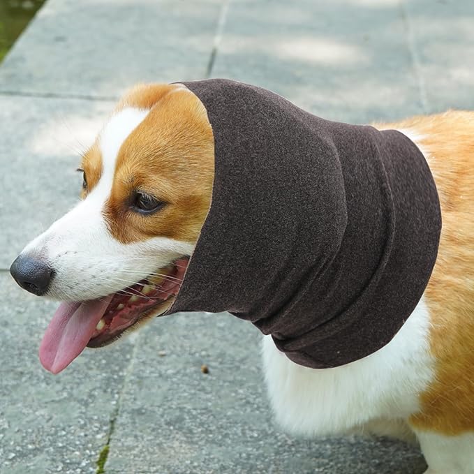 Nanaki Quiet Dog Head Cover- No Shake Ear Wrap Headband Calming Hoodie for Dogs, Snood Pet Ear Protector Cover Muffs for Anxiety Relief, Noise Protection Grooming Bathing