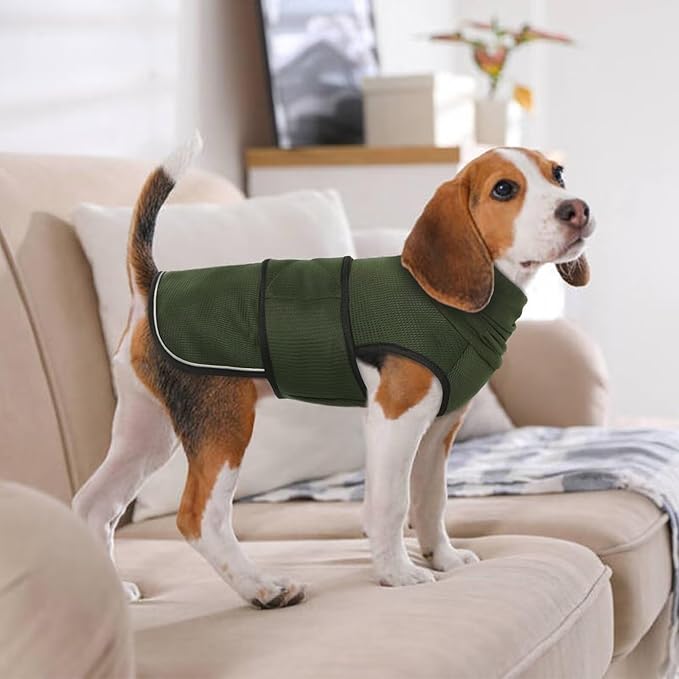 IDOMIK Dog Anxiety Calming Hoodie, Breathable Jacket Vest for Thunderstorms, Fireworks, Vet Visits, Separation, Adjustable for Noise Block & Ear Protection Recovery, Green, XS