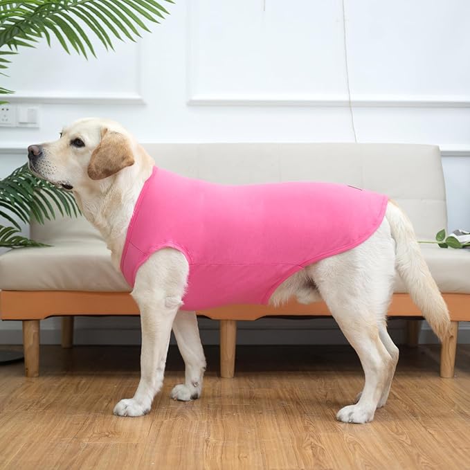 KOOLTAIL Girl Dog Clothes for Large Dogs, 2 Pack Cotton Fall/Winter Warm Dog T Shirts Coats for Outdoor, UV & Insect Protection Anti-Hair Loss & Lightweight Pet Vest Tank Tops Apparel, Pink & Rose,2XL