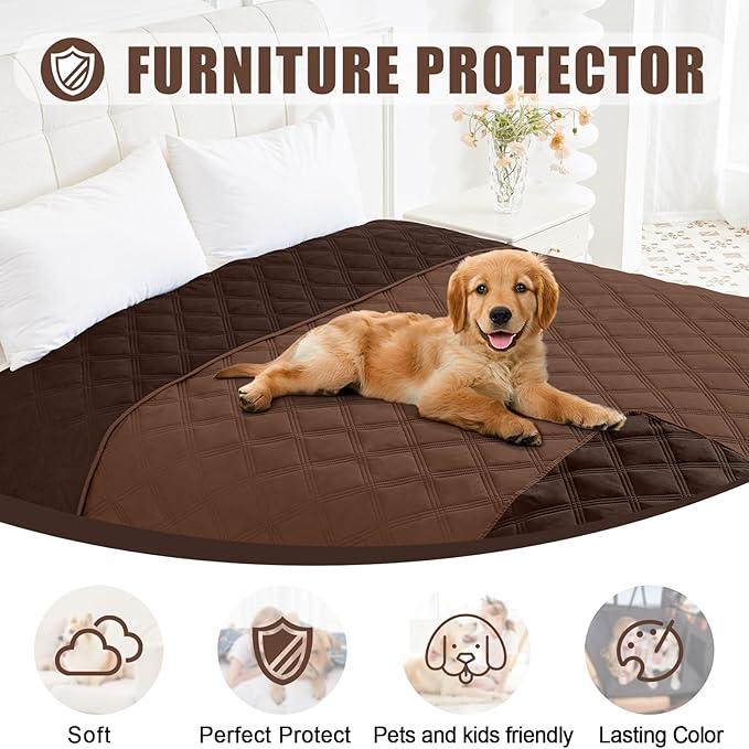 Smiry Waterproof Dog Bed Cover Blanket 30x70, Soft Reversible Pet Blanket, Washable Leakproof Cats Dogs Couch Cover for Sofa, Couch, Furniture, Lattice, Brown/Chocolate