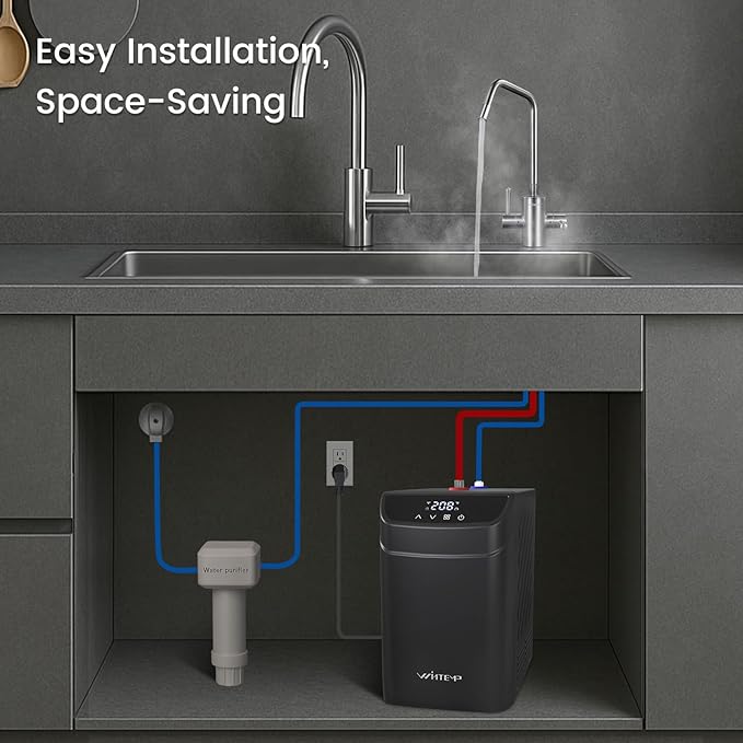 Instant Hot Water Dispenser, 3.4-Quart Stainless Steel Tank with Hot & Cold Under-Sink Faucet, Precise 113–208℉ Temp & WiFi Smart Control, Energy-Efficient for Home & Office, B32CU-FHCA
