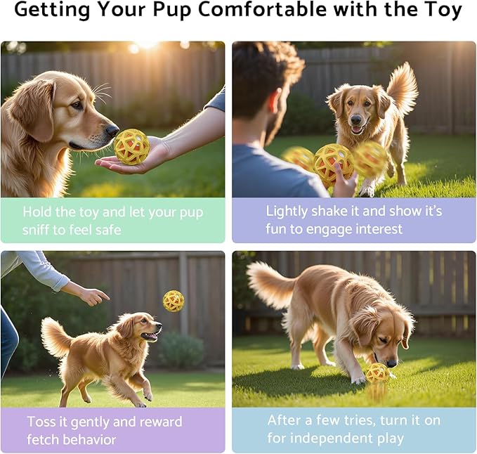 seagi Interactive Dog Toys β Durable Automatic Bouncing & Vibrating Interactive Dog Ball for Smart Play, Motion-Activated Moving Dog Toy for Small/Medium/Large Dogs,USB Rechargeable (Yellow)