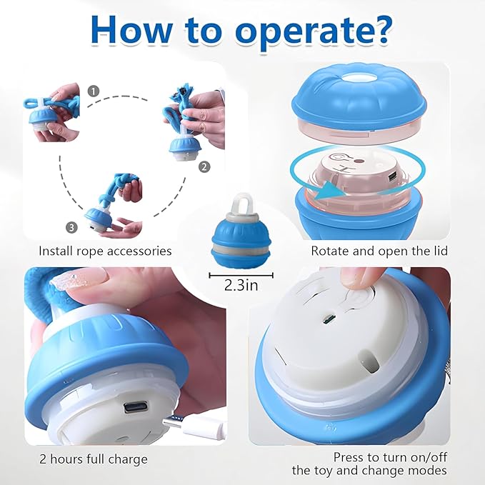 Interactive Dog Toys, Motion Activate Rolling Ball for Small Medium Large Dogs, Automatic Moving Toy, Interactive Dog Ball Stimulation Toy for Boredom Relief (Blue)