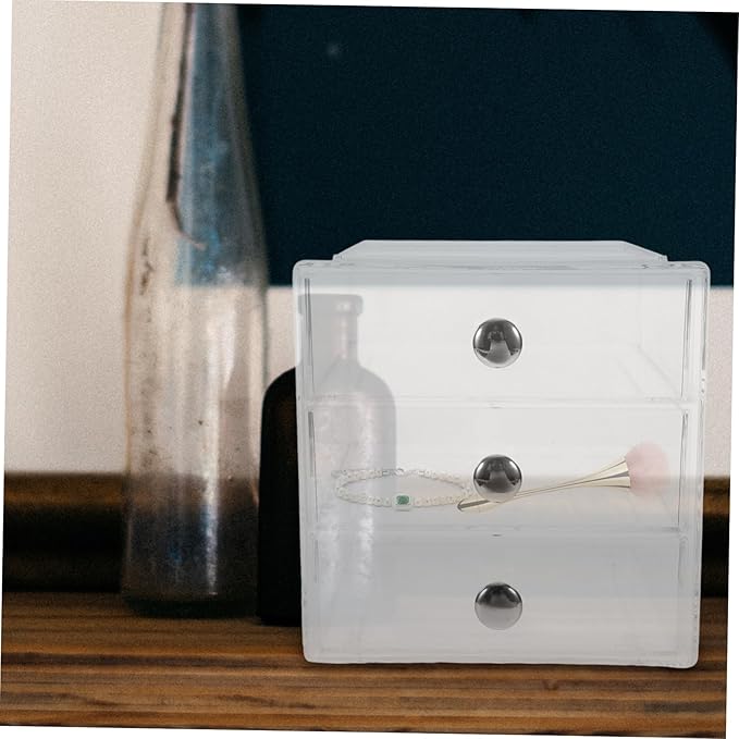 Transparent Multi Functional Drawer Organizer Storage Box for Jewelry Hair Accessories Skincare Stackable Design for Home Office Organization