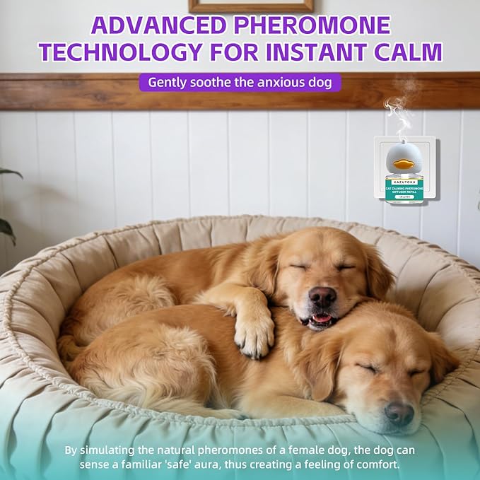Dog Calming Pheromones Diffuser, 6 in 1 Kit Appeasing Pheromone Diffuser to Calm Dogs, with 2 Plug in Diffuser+4 Refill 48ml 120 Days Supply, Reduce Aggression Fighting Scratching Barking Stress