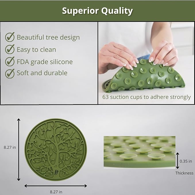 B The Boleo Shop Tree Design Lick Mat for Dogs and Cats, Slow Feeder, Anxiety Relief, Improve Grooming Session, Dog Toy to Keep Busy