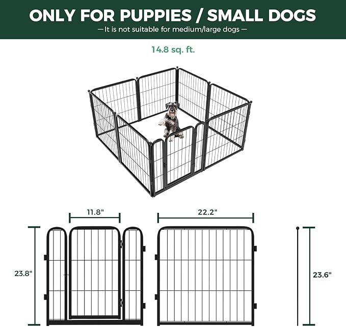 FXW Homeplus Unleashed Indoor Dog Playpen - Stress-Free and Safe Play, Heavy Duty 24 Inch 8 Wire Panels with Playpen Camera Mount for Puppy and Small Dogs, Black│Patented