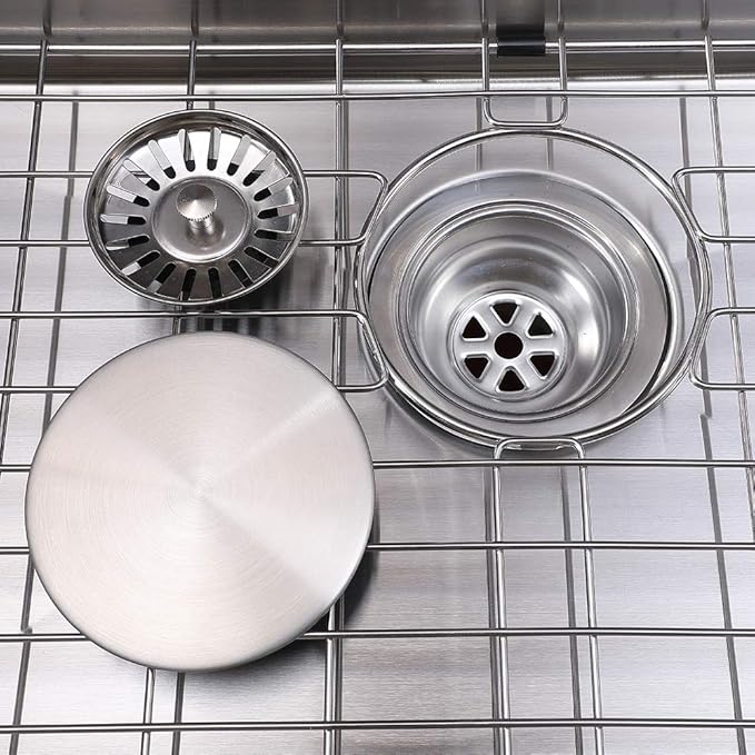 30 inch Drop in Kitchen Sink, Topmount Single Bowl 304 Stainless Steel Handmade Satin Finish Kitchen Sinks with Dish Grid and Strainer
