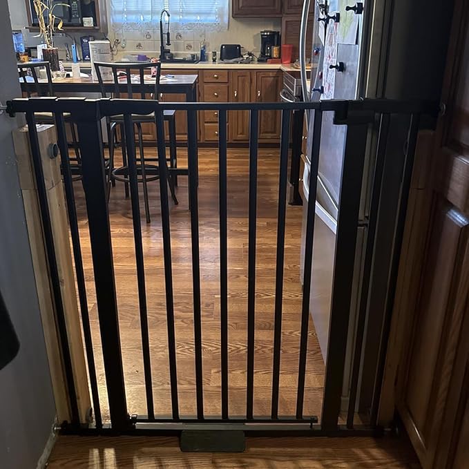 51.18 Inch Extra Tall Pet Gate, 29.5-43" Adjustable Wide Auto Close Dog Gates, Pressure Mounted Walk Through Tall Cat Gate for Doorways,Hallway,Stairs(Black)