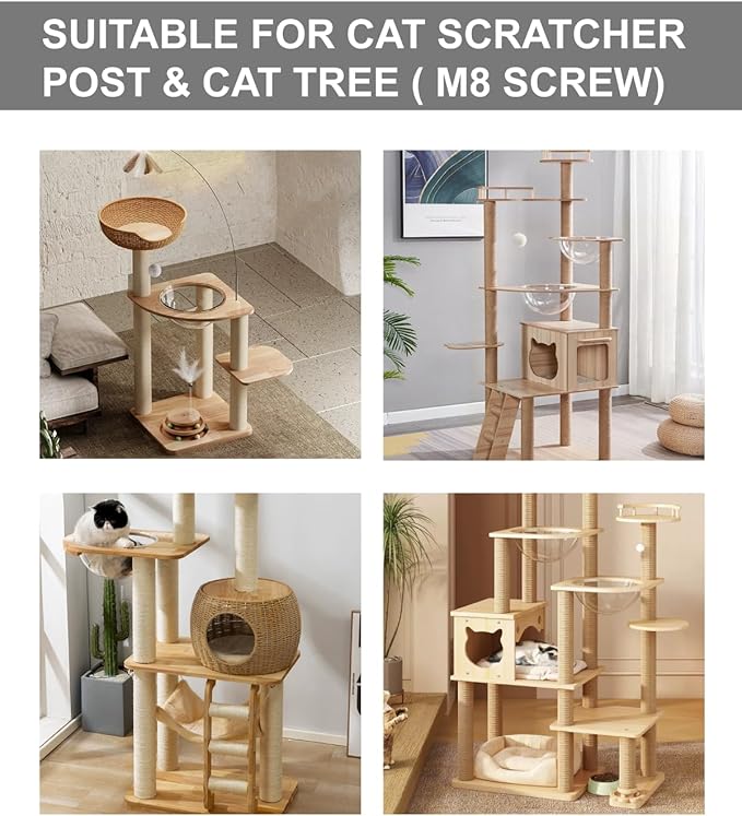4 PCS M8 Cat Scratching Post Replacement, 15.7 x 3.3 inch Sisal Pole Cat Tree Replacement Post with Screws, Refill Sisal Rope Scratcher Posts for Indoor Tree Tower Cat Furniture Protector