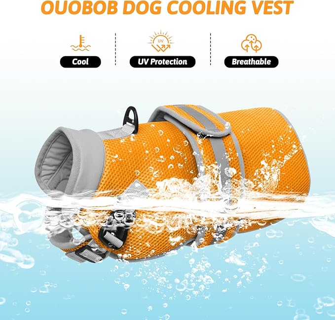 Dog Cooling Vest for Large Dogs,Lightweight Cooling Dog Jacket,Breathable Mesh Dogs Shirt Harness Vest with Adjustable Straps Reflective Stripe for Hot Weather with D-Ring for Beach,Hiking,XL