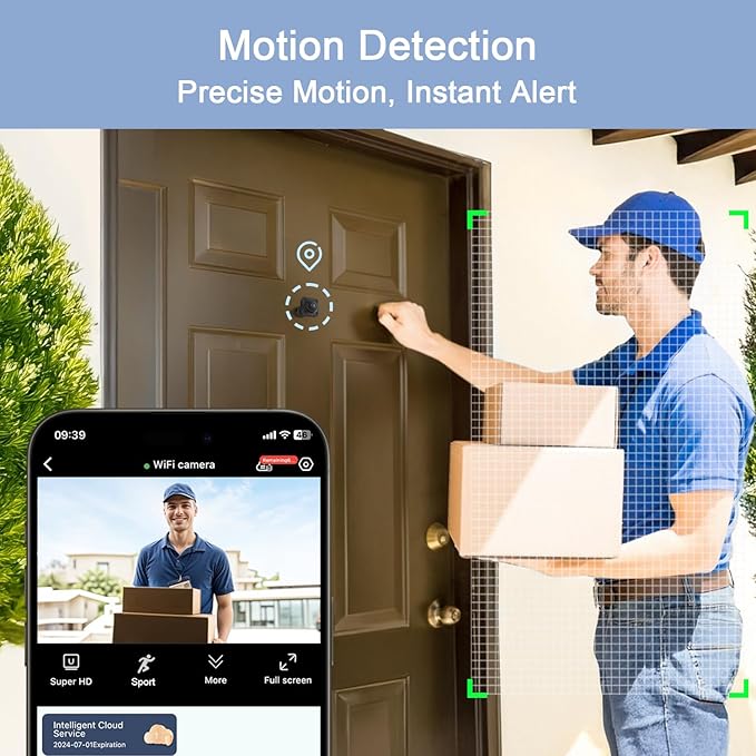 Hidden Camera, Mini Nanny Cam Wireless with Free Cloud Storage, WiFi & Offline Recording, Motion Detection & Night Vision for Home Security/Nanny/Pet/Baby Monitor
