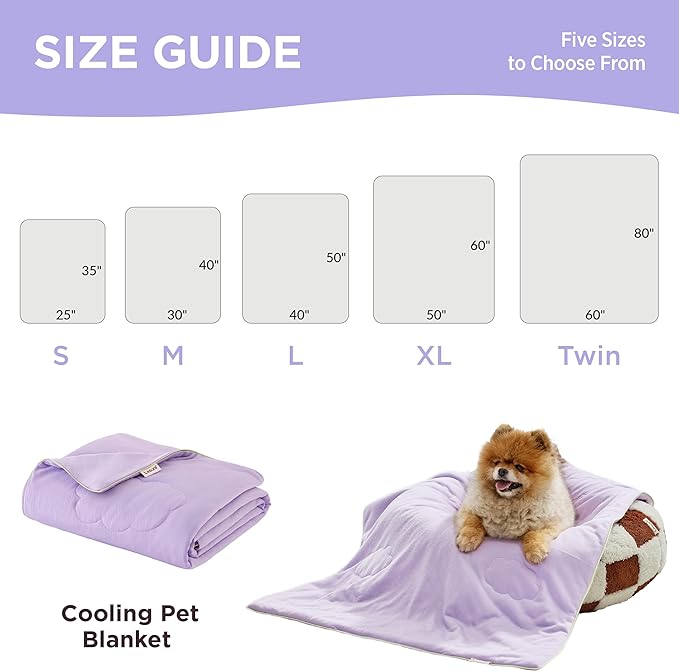 LE SURE Premium Cooling Blankets for Large Dogs - Washable Dog Cooling Throw Blanket with Q-MAX>0.4,Durable Self Cooling Pet Mat for Cat, Soft Cooling Summer Blanket for Hot Weather, Purple, 40x50
