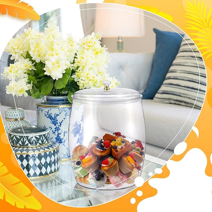 Nuogo 3 Gallon/384 oz Large Candy & Cookie Jar with Lid Plastic Apothecary Jars Large Food Storage Container Unbreakable Kitchen Storage for Cookie, Candy, Snack and Dried Foods DIY Gift