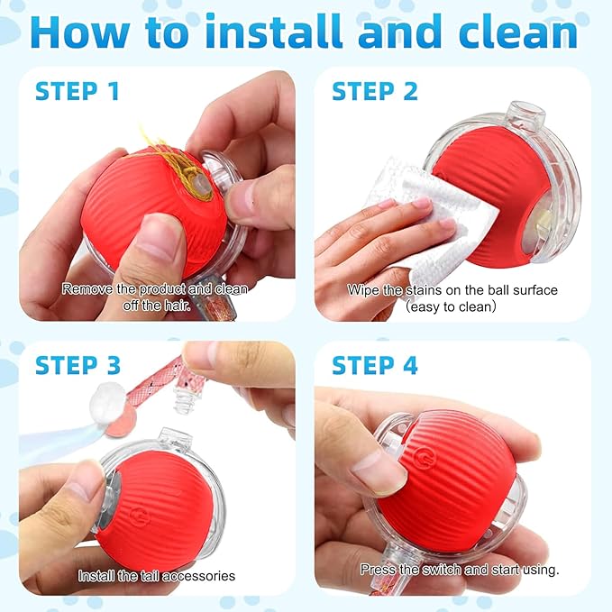 Interactive Cat Toys for Indoor Cats, Automatic Kitten Toys for Bored Indoor Adult Cats, Smart Kitten Rolling Ball Moving Balls Toy, Rechargeable Dog Cat Ball for Enrichment Exercise (Red+Green)