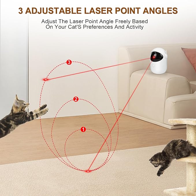 Automatic Cat Laser Toy Interactive 5 Speed Modes with Timer Rechargeable Cat Toys for Indoor Cats/Kitten/Dogs