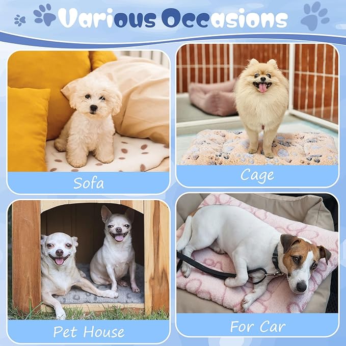 4 Pcs Dog Cat Bed Guinea Pig Mats Ultra Soft Dog Crate Kennel Pad Washable Bunny Bed Anti-Slip Guinea Pig Blankets for Small Animal Pet Cage Accessories(25.6X 17.7 Inch)