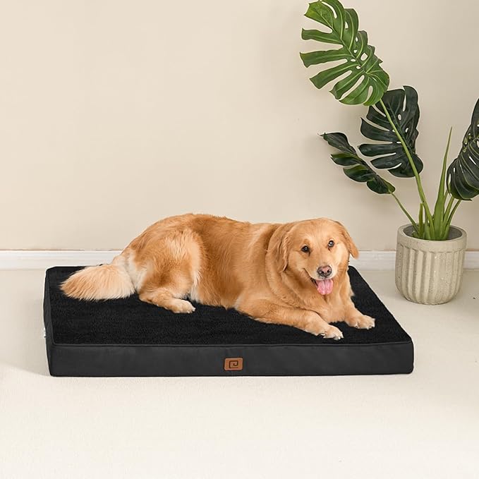 EHEYCIGA Memory Foam Dog Bed Orthopedic 47"x29",Waterproof Pet Bed for XXLarge Dog Bed ,Washable Pet Mat with Removable Cover, Black
