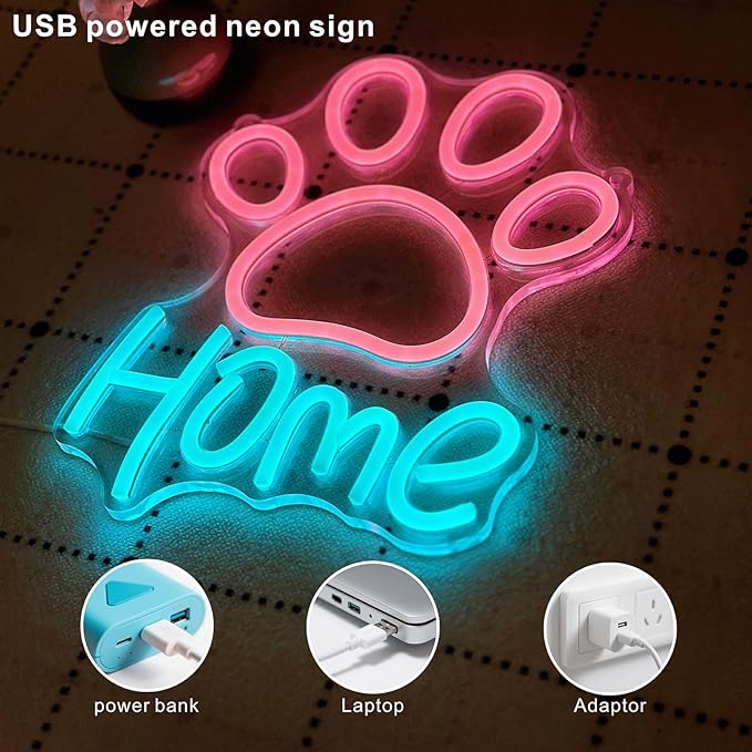 Pet Neon Sign - USB Powered Dog Crate Accessories, 9-Level Dimming Dog Gifts Cat Gifts LED Night Light for Pet House Puppy Supplies