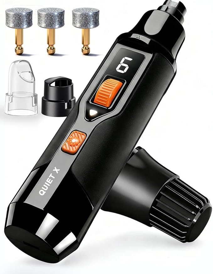 Whisper-Quiet Dog Nail Grinder, No Vibration, 16000 RPM Constant Power Dog Nail Trimmer with Dual LED Lights, 7-Speed Paw File for Anxious Pets & Large Thick Nails, Small Medium Large Dogs & Cats