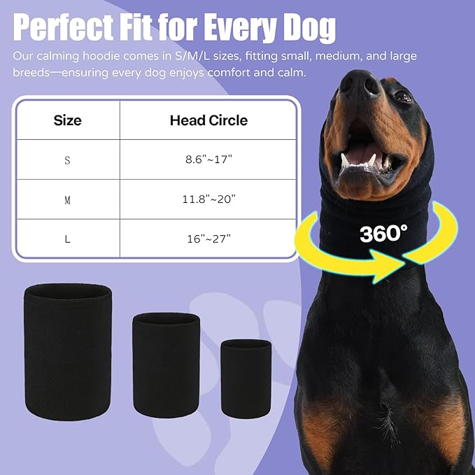 Dog & Cat Calming Hoodie - Anxiety Relief Ear Protector, Noise-Canceling Head Cover for Grooming, Bath, Force Drying, Thunder & Fireworks