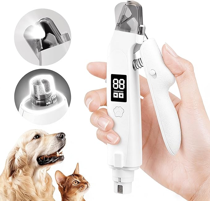 Dog Nail Grinder, Built-in Led Lights, 18x5.6cm, Cat Nail Clippers, Pet Nails Trimmer, Easy to Handle, Ideal for Pet Owners and Animal Lovers