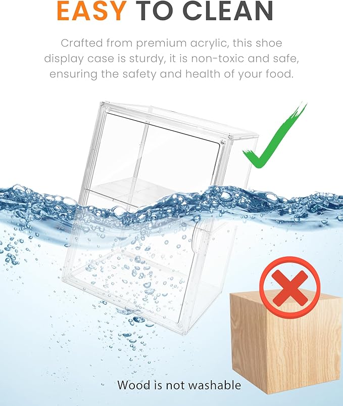 XXX-Large Clear Stackable Acrylic Display With Lid & Magnetic Door - 2-Tier Adjustable Shoe Box Case 11.8'' X 9.8'' X 15.7''Organizer For Boot, Sneakers, Collectibles, Figures, Purses | 1-Pack