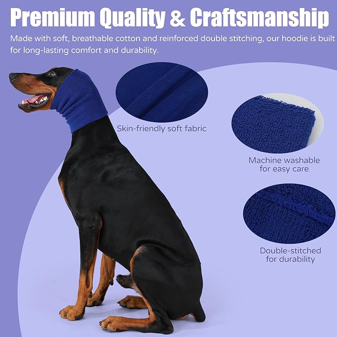 Dog & Cat Calming Hoodie - Anxiety Relief Ear Protector, Noise-Canceling Head Cover for Grooming, Bath, Force Drying, Thunder & Fireworks