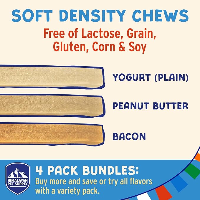 Himalayan Dog Chew Yogurt Sticks, Peanut Butter, Dog Treats With Prebiotics, Probiotics & Protein, Digestive Support, Lactose & Gluten Free, Natural Dog Treat for All Breeds, Made in America, 5 Count
